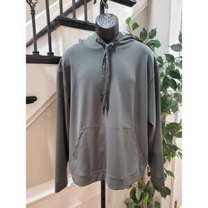 Mono B Mens Green Solid Nylon Drawstring Regular Fit Long Raglan Sleeve Hoodie